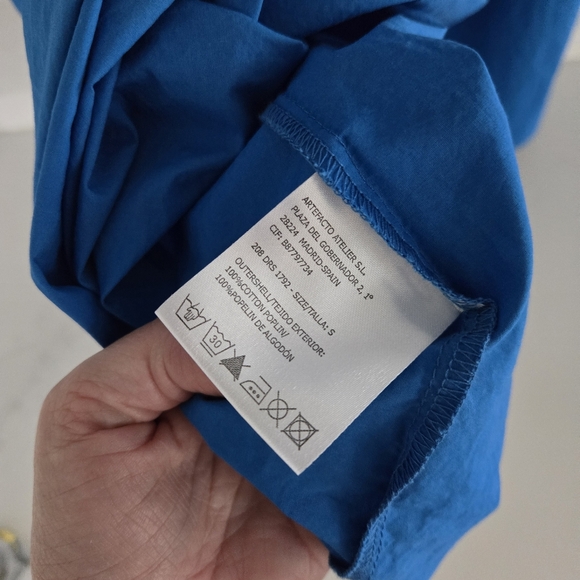 Psophia Cobalt Blue Ruffle Midi Dress Sleeveless Belted Size Small 100% Cotton - Picture 8 of 9